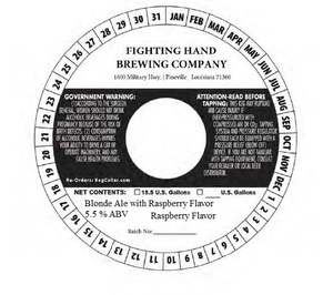 Fighting Hand Brewing Company Raspberry Flavor April 2022