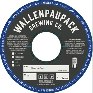Wallenpaupack Brewing Co. O'day's Irish Stout March 2022