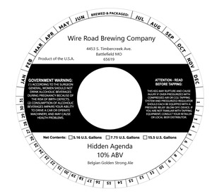 Wire Road Brewing Company Hidden Agenda April 2022