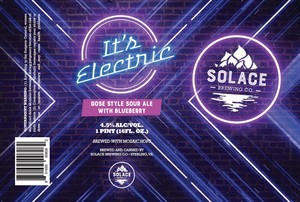 Solace Brewing Co. It's Electric Gose-style Sour Ale With Blueberry