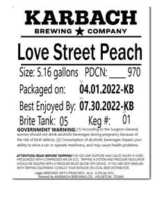 Karbach Brewing Company Love Street Peach April 2022