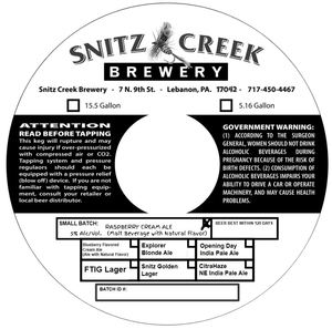 Snitz Creek Brewery Raspberry Cream Ale