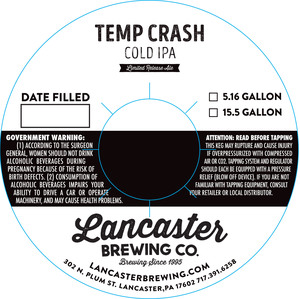 Lancaster Brewing Co. Temp Crash April 2022