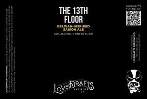 Lovedraft's Brewing Co The 13th Floor Belgian Inspired Saison April 2022