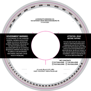 Lovedraft's Brewing Co A Lovely Bunch Hazy Coconut India Pale Ale April 2022