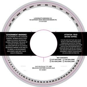 Lovedraft's Brewing Co Just Like Honey Belgian Inspired Saison Ale