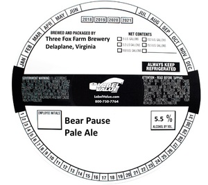 Three Fox Farm Brewery Bear Pause Pale Ale April 2022