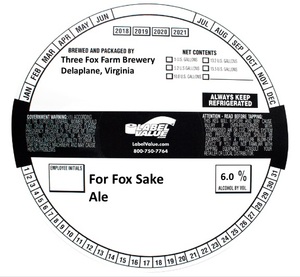 Three Fox Farm Brewery For Fox Sake Ale April 2022