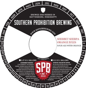 Southern Prohibition Brewing Sherbet Sherpa Orange Jules