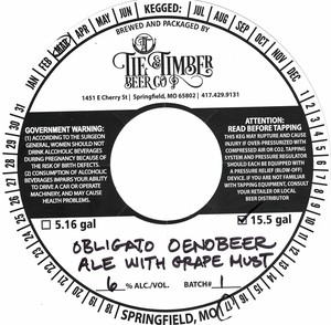 Tie & Timber Beer Co. Obligato Oenobeer