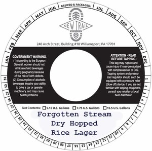New Trail Brewing Co Forgotten Stream Dry Hopped Rice Lager