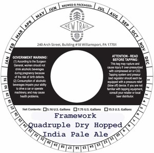 New Trail Brewing Co Framework Quadruple Dry Hopped India Pale Ale April 2022