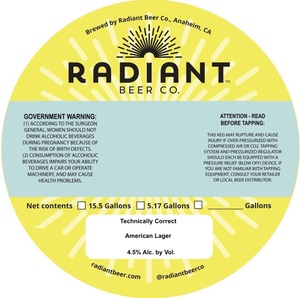 Radiant Beer Co. Technically Correct April 2022