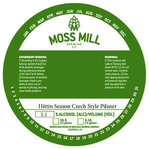 Moss Mill Brewing Company Hittin Season Czech Style Pilsner
