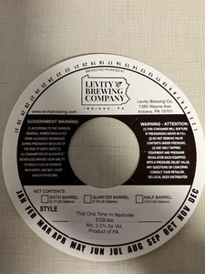 Levity Brewing Co. That One Time In Nashville April 2022