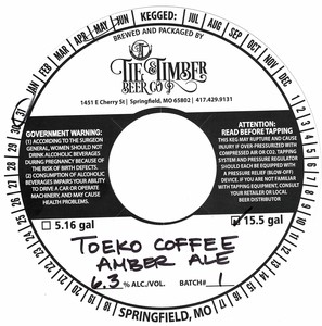 Tie & Timber Beer Co Toeko Coffee Amber Ale