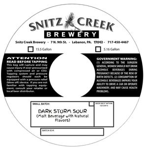 Snitz Creek Brewery Dark Storm Sour April 2022
