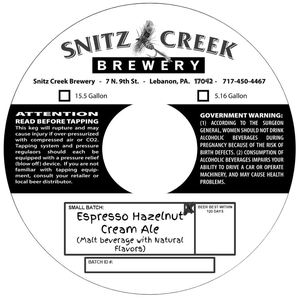 Snitz Creek Brewery Espresso Hazelnut Cream Ale