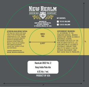 New Realm Brewing Co. Hazelab 2022 Vol. 2