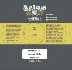 New Realm Brewing Co. Hazelab 2022 Vol. 2 April 2022