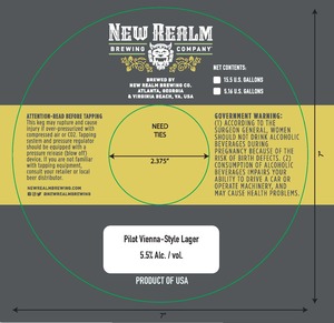 New Realm Brewing Co. Pilot Vienna Lager April 2022