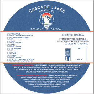 Cascade Lakes Brewing Co. Strawbeery Rhubarb Sour