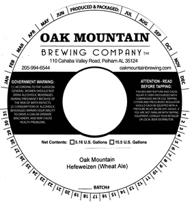 Oak Mountain Brewing Company Oak Mountain Hefeweizen April 2022