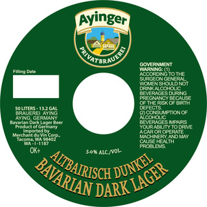 Ayinger Altbairisch Dunkel Bavarian Dark Lager April 2022