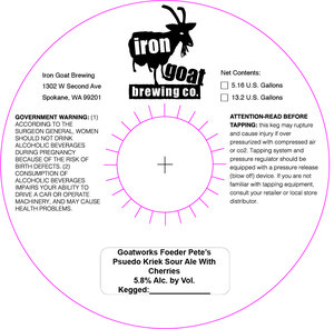 Goatworks Foeder Pete's Pseudo Kriek Sour Ale With Cherries April 2022