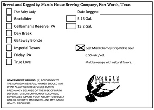Martin House Brewing Company Best Maid Chamoy Drip Pickle Beer