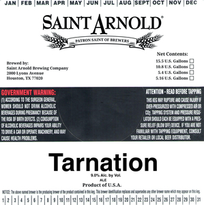 Saint Arnold Brewing Company Tarnation April 2022