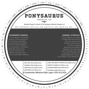 Ponysaurus Brewing Inauthentico Mexican-style Lager