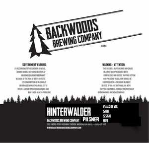 Backwoods Brewing Company Hinterwalder April 2022