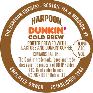 Harpoon Dunkin' Cold Brew April 2022