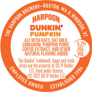 Harpoon Dunkin' Pumpkin May 2022