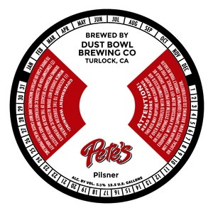 Dust Bowl Brewing Co Pete's Pilsner April 2022