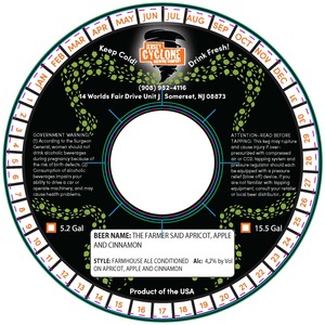 Jersey Cyclone Brewing Company The Farmer Said Apricot, Apple And Cinnamon