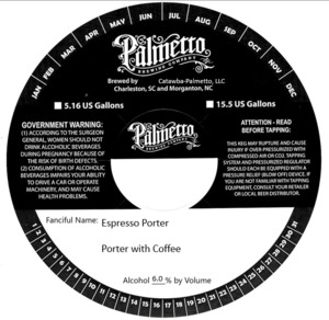Palmetto Brewing Company Espresso Porter April 2022