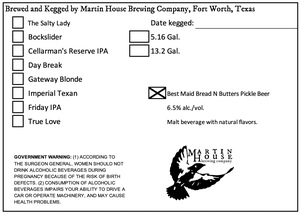 Martin House Brewing Company Best Maid Bread N Butters Pickle Beer