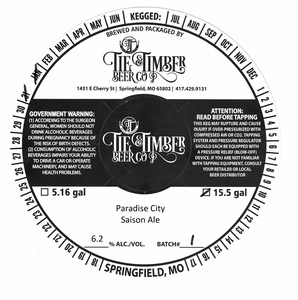 Tie & Timber Beer Co Paradise City Saison Ale