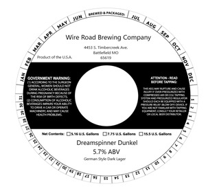 Wire Road Brewing Company Dreamspinner Dunkel May 2022