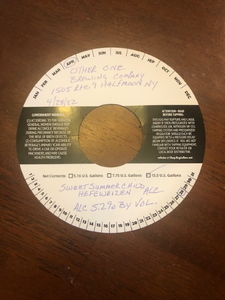 Other One Brewing Company Sweet Summer Child Hefeweizen Ale May 2022
