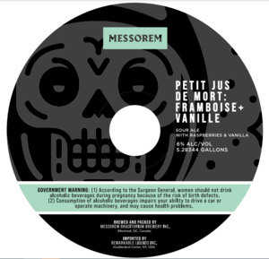 Messorem Bracitorium Brewery Petit Jus De Mort: Framboise + Vanille