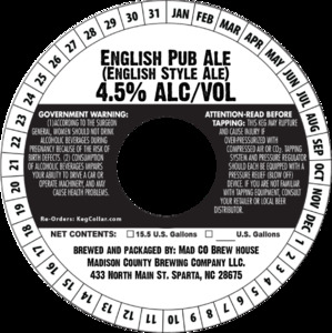 Mad Co Brew House English Pub Ale May 2022