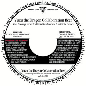 Bj's Brewhouse Yuzu The Dragon Collaboration Beer May 2022