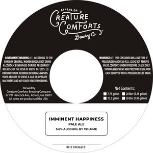 Creature Comforts Brewing Co. Imminent Happiness