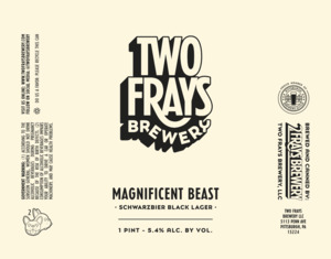 Two Frays Brewery Magnificent Beast Schwarzbier Black Lager May 2022