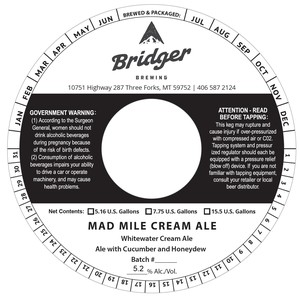 Mad Mile Cream Ale Whitewater Cream Ale May 2022