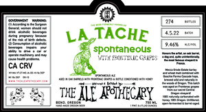 The Ale Apothecary La Tache Spontaneous With Frontenac Grapes May 2022
