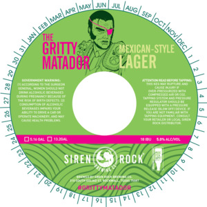 Siren Rock Brewing Co The Gritty Matador Mexican-style Lager May 2022